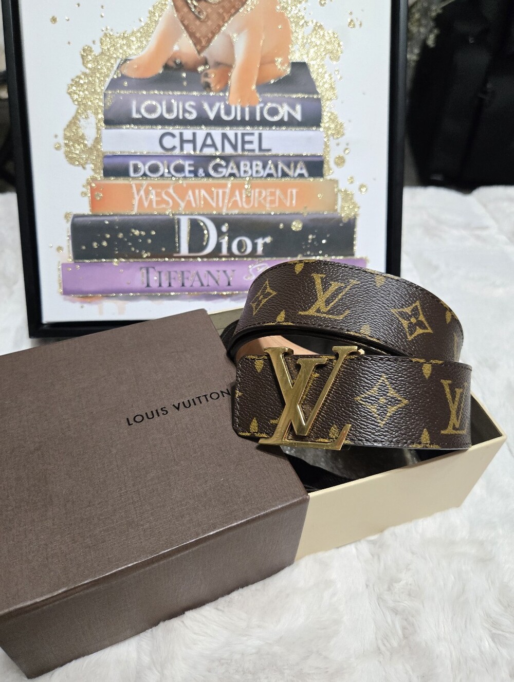 🔥 Louis VuittonMonogram Canvas LV Initials Belt Size 80 / 32 🔥